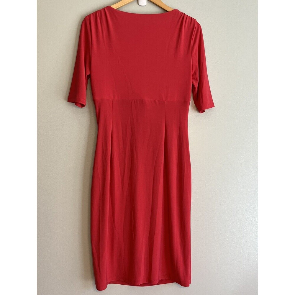 NWT Lauren Ralph Lauren Coral Dress Women’s Sz 10 V-Neck Side Rouching - Picture 8 of 11